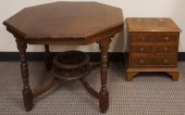 WALNUT OCTAGONAL TABLE AND A G