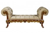 WALNUT & PARCEL GILT BENCHupho