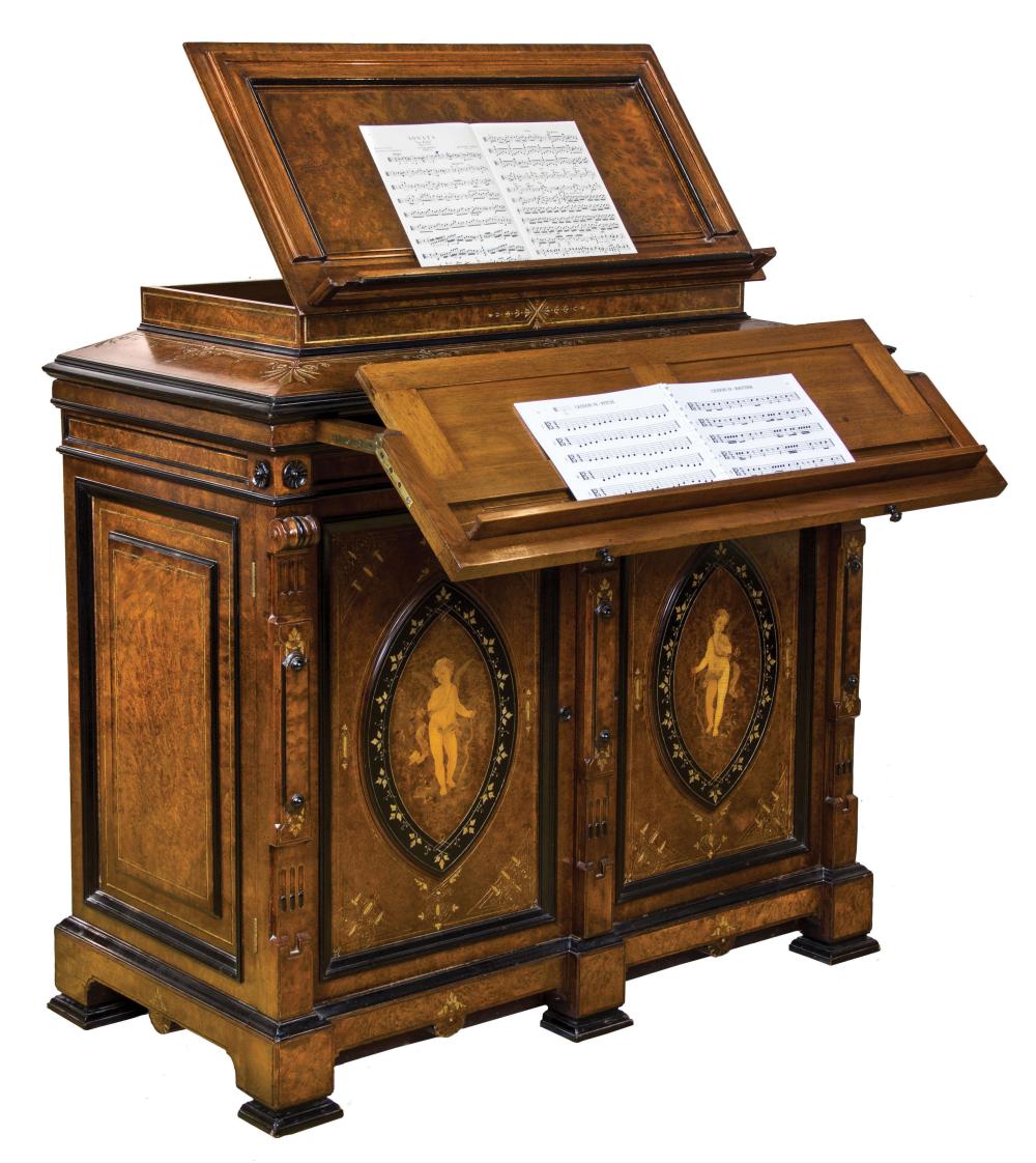 WALNUT PARLOR CABINET ATTR. POTTIER