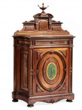 WALNUT PARLOR CABINET, STENCIL
