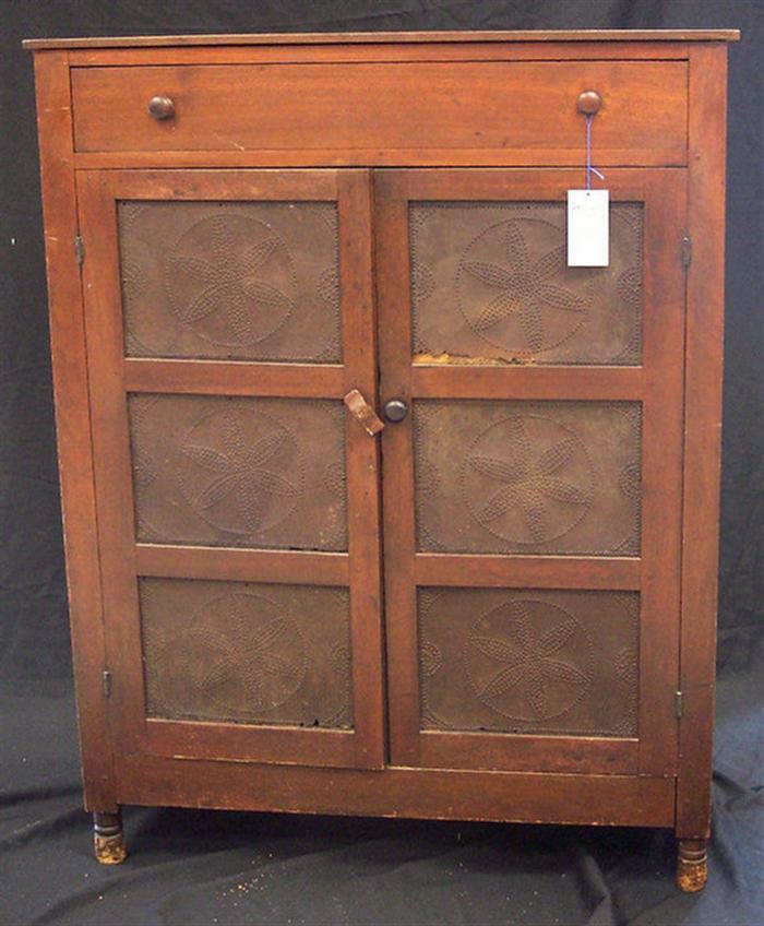 Walnut pie safe with pierced