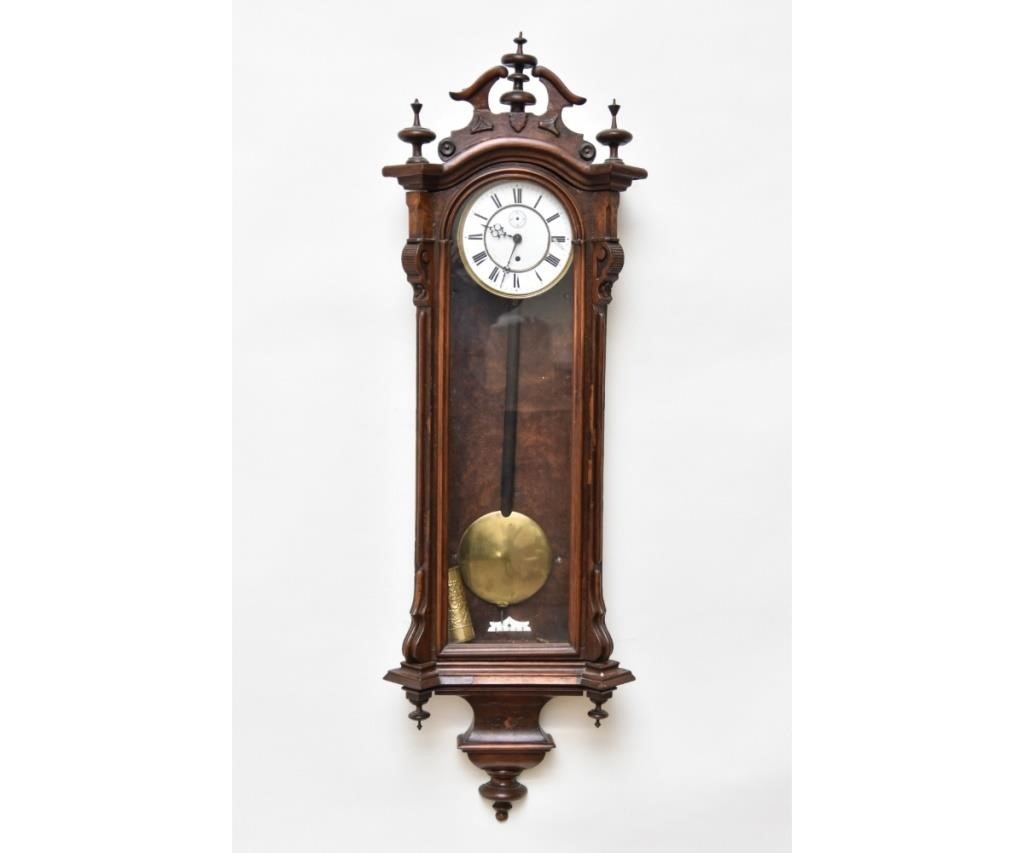 Walnut regulator clock with