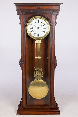 WALNUT REGULATOR WALL CLOCK, 19TH