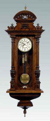 Walnut regulator wall clock,
