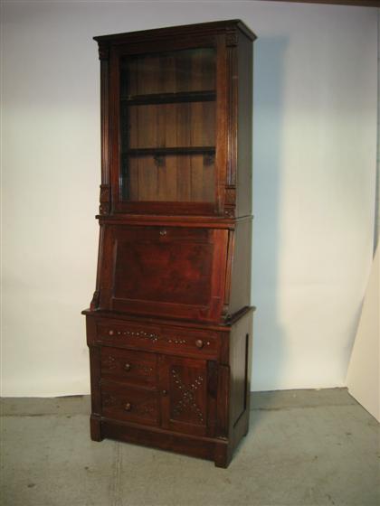 Walnut secretary bookcase    Late