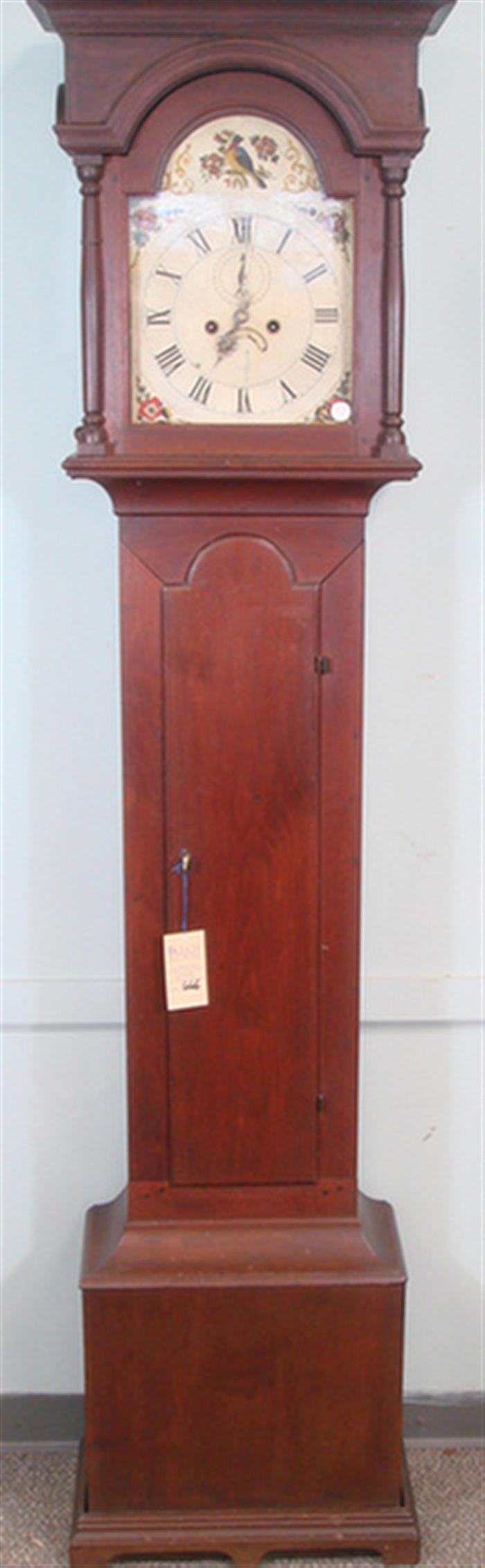 Walnut tall case clock, early