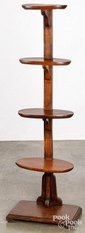 WALNUT TIERED WHATNOT STAND, C