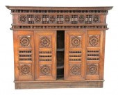 WALNUT TWO PART CABINET WITH S