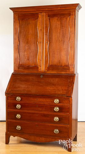 WALNUT TWO-PART SECRETARY DESK
