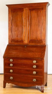 WALNUT TWO-PART SECRETARY DESK