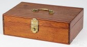 WALNUT VALUABLES BOX, 19TH C.,