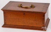 WALNUT VALUABLES BOX, 19TH C.W