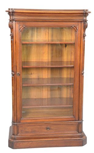 WALNUT VICTORIAN BOOKCASE WITH