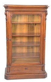 WALNUT VICTORIAN BOOKCASE WITH