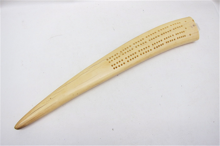 WALRUS IVORY CRIBBAGE BOARD.