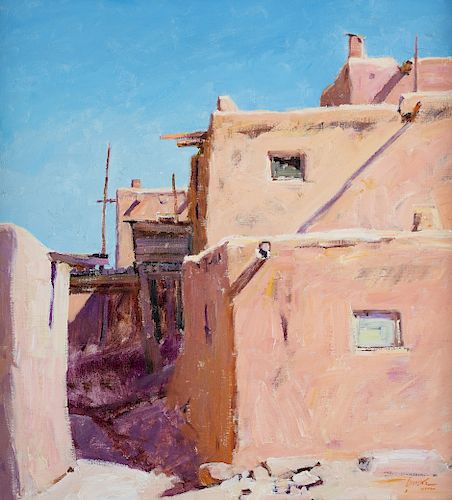 WALT GONSKE "TAOS PUEBLO" OIL ON
