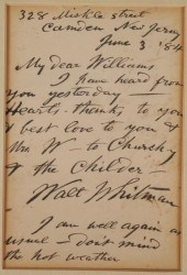 WALT WHITMAN HANDWRITTEN LETTE