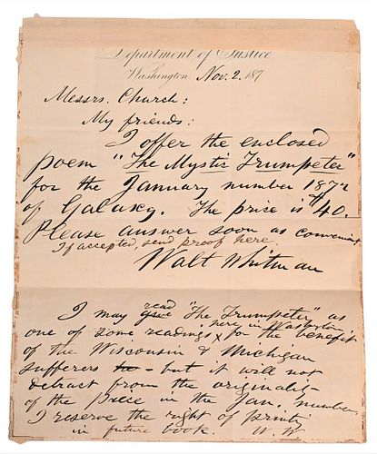 WALT WHITMAN LETTERWalt Whitman