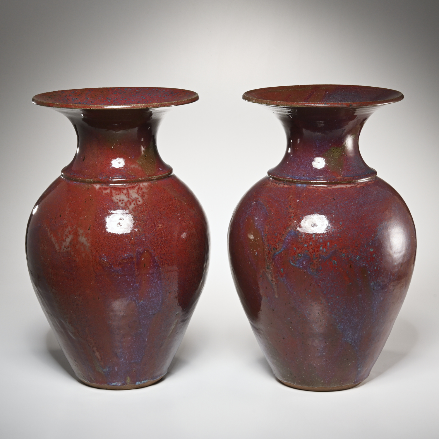WALTER YOVAISH, PAIR STUDIO POTTERY