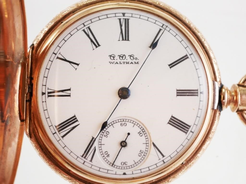 WALTHAM 14K GOLD HUNTER CASE POCKET