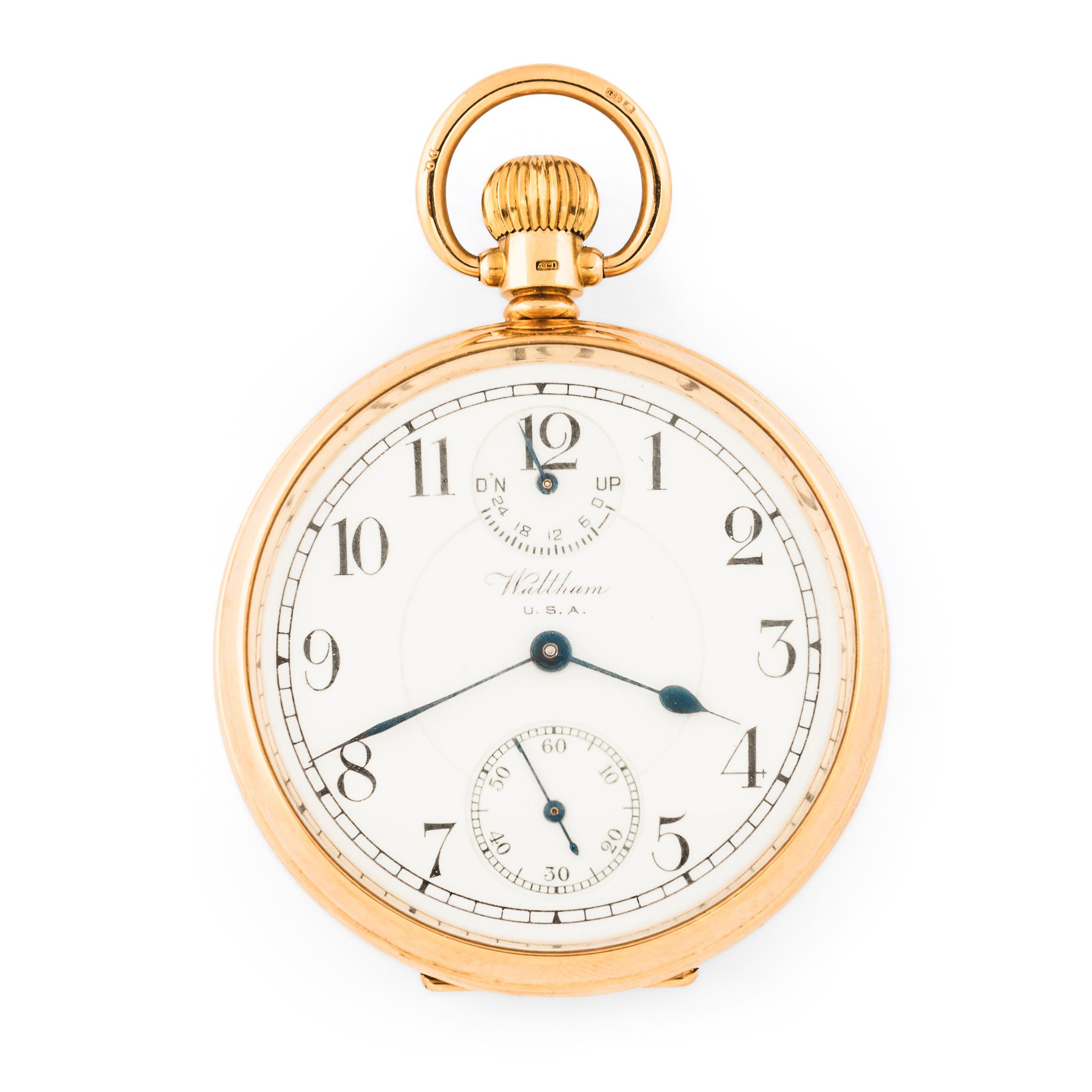 WALTHAM 18KT GOLD OPEN-FACE WATCH
