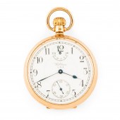 WALTHAM 18KT GOLD OPEN-FACE WA