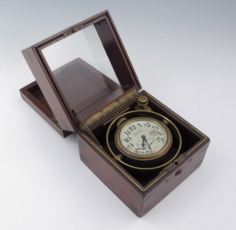 WALTHAM CASED MARINE CHRONOMETER: