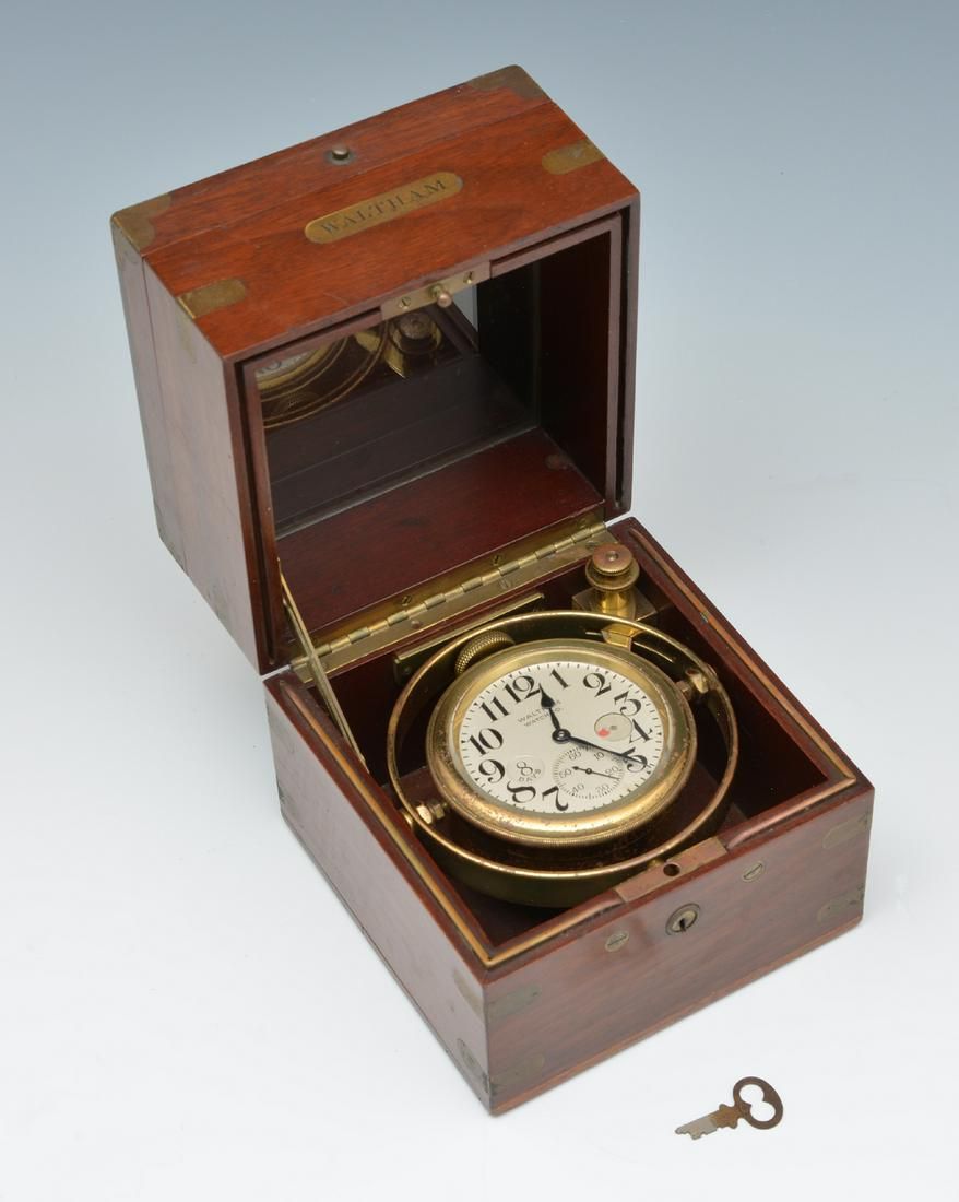 WALTHAM DECK WATCH, MAHOGANY