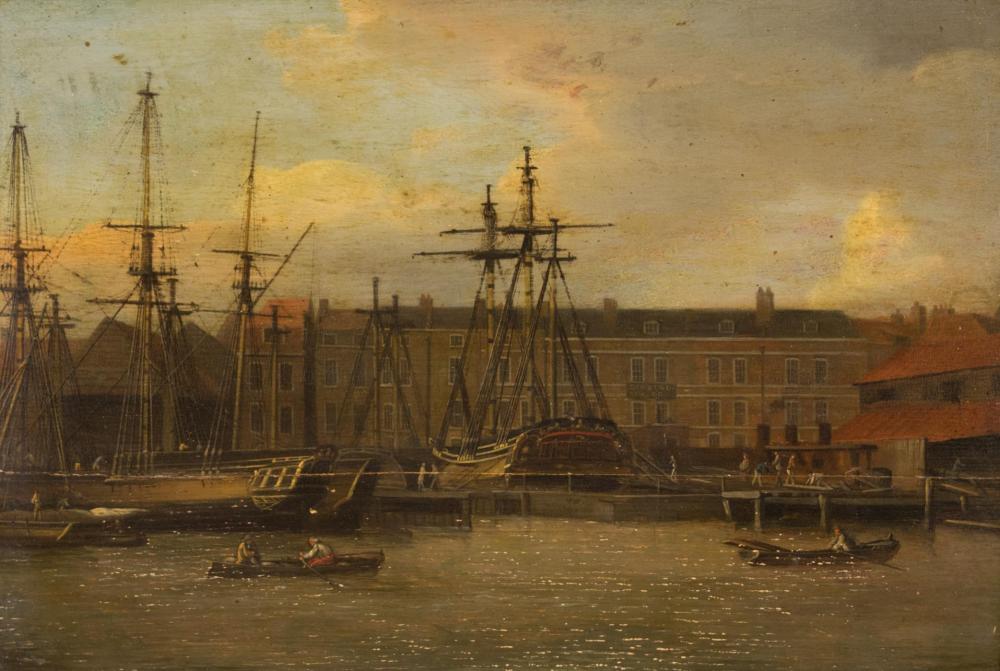 WAPPING HARBOR, ENGLAND, OIL ON
