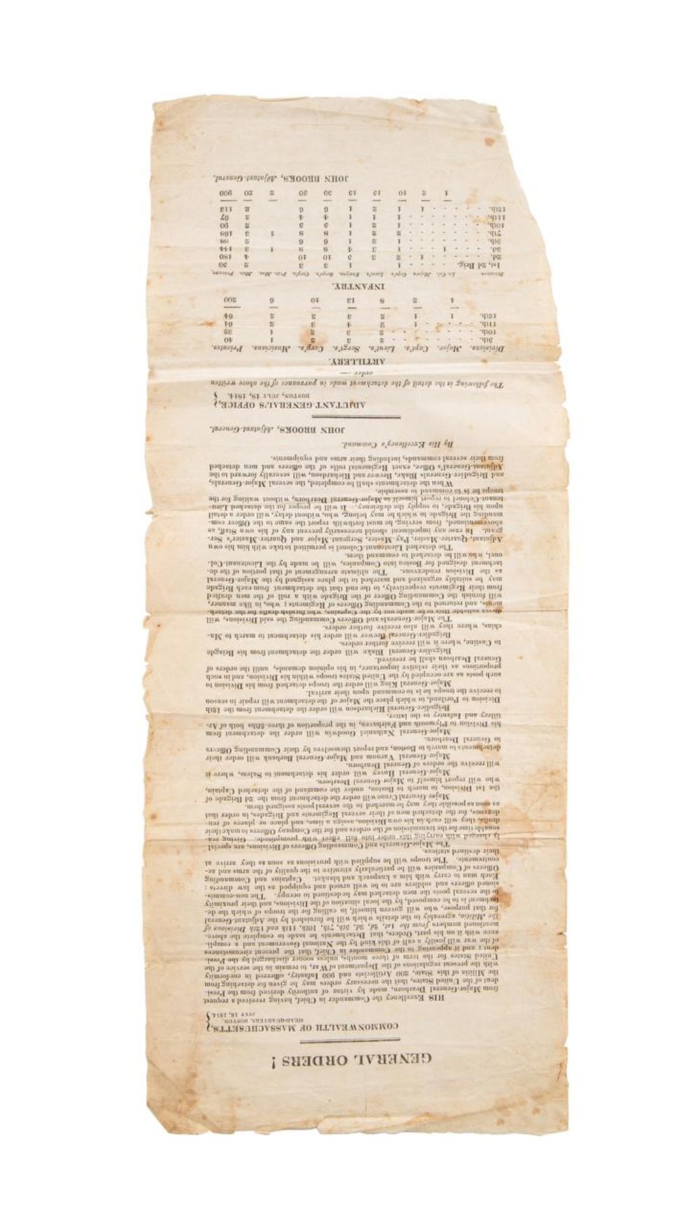 WAR OF 1812, BROADSIDE ORDERS,