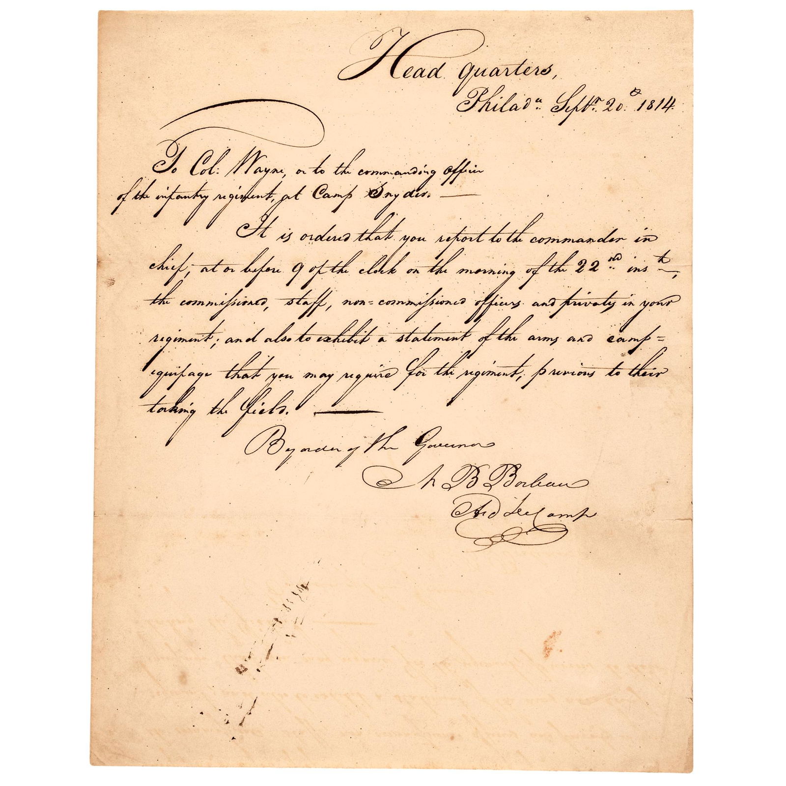 WAR OF 1812 GOVERNOR OF