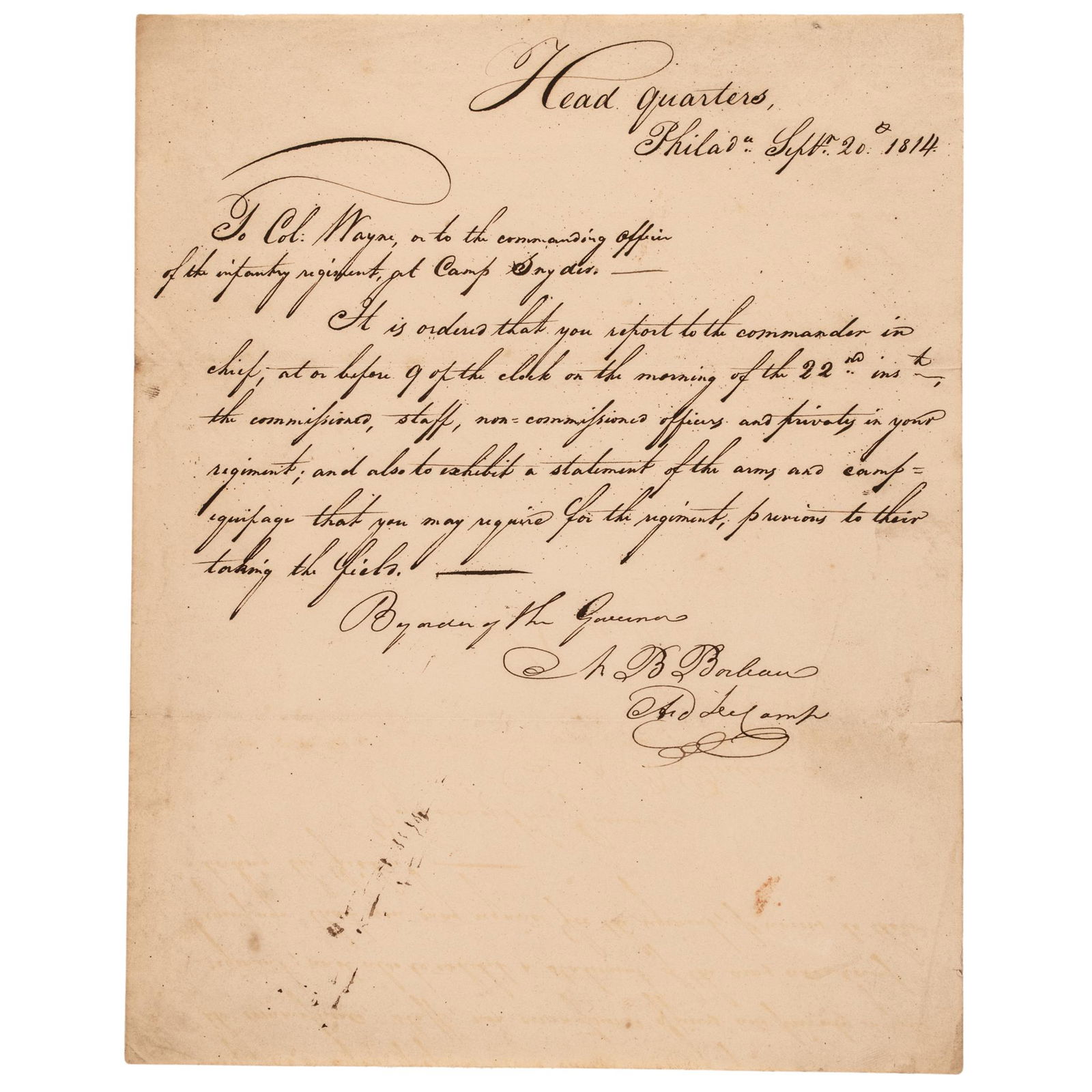 WAR OF 1812 GOVERNOR OF