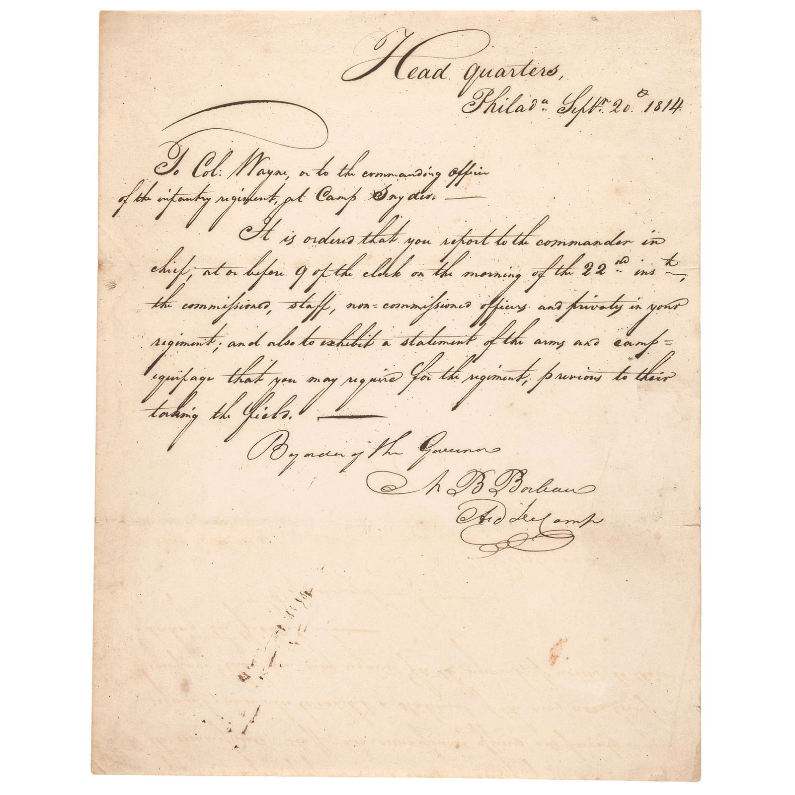WAR OF 1812 GOVERNOR OF