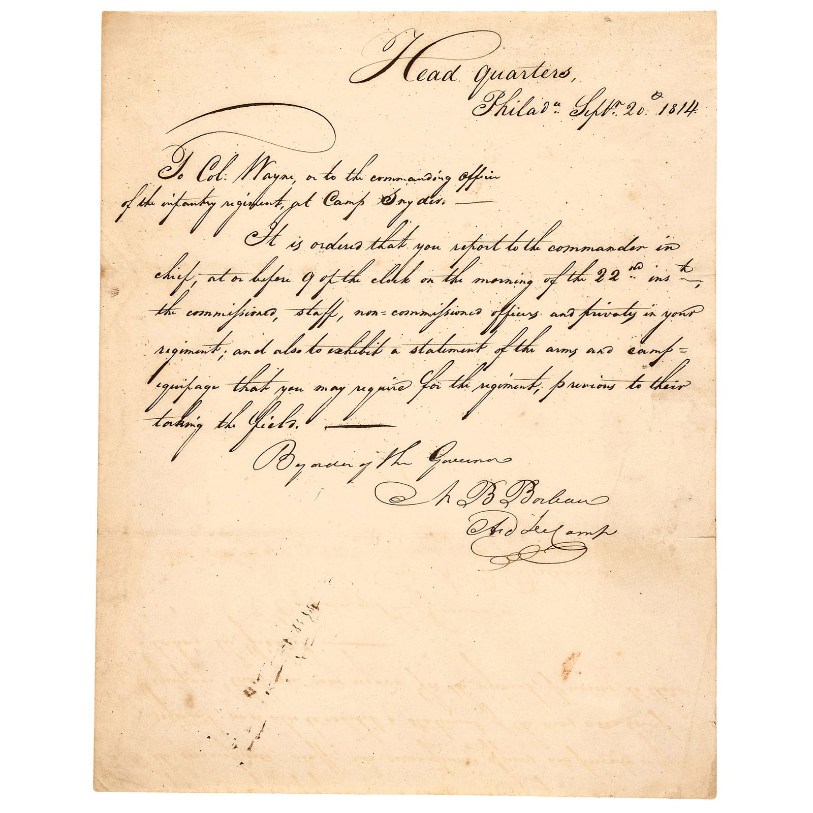 WAR OF 1812 GOVERNOR OF