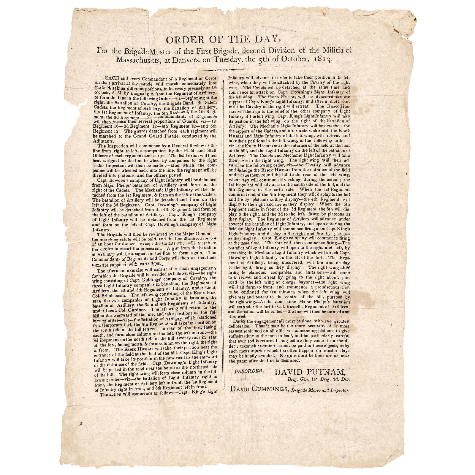 WAR OF 1812 MILITARY BROADSIDE:
