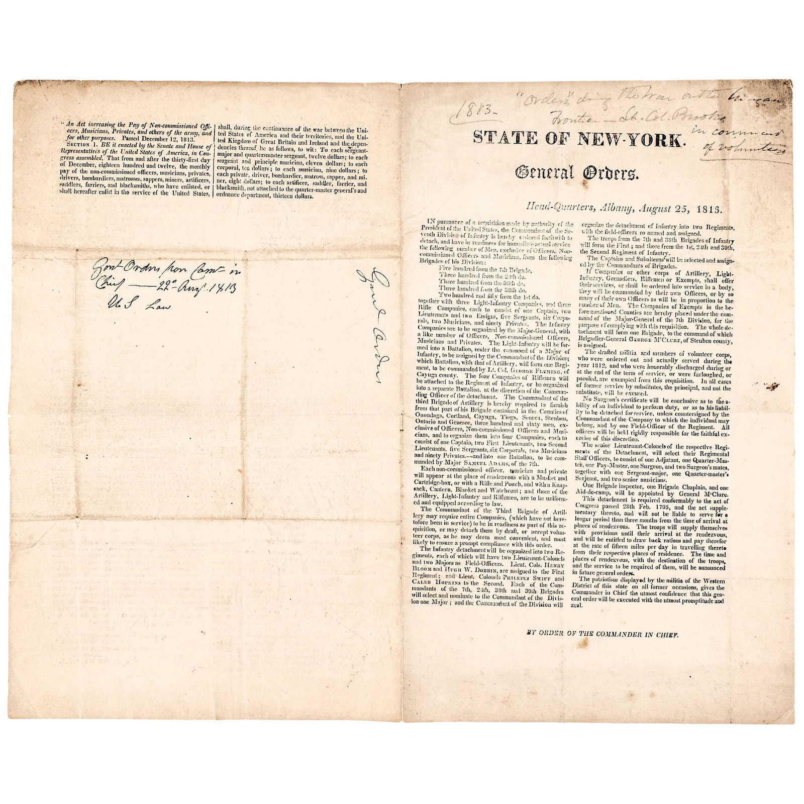 WAR OF 1812 NEW YORK MILITIA "STATE