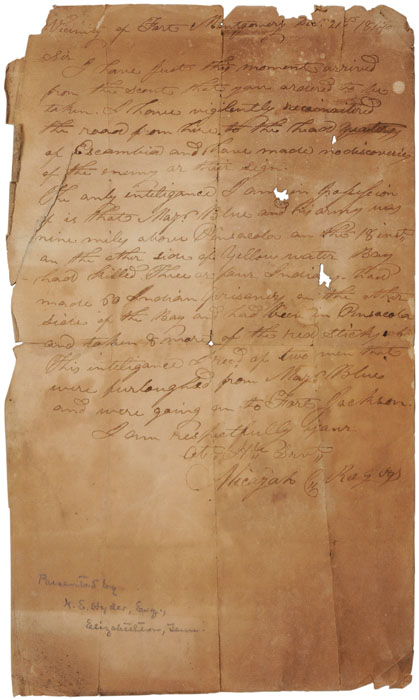 War of 1812 Soldier's Letter