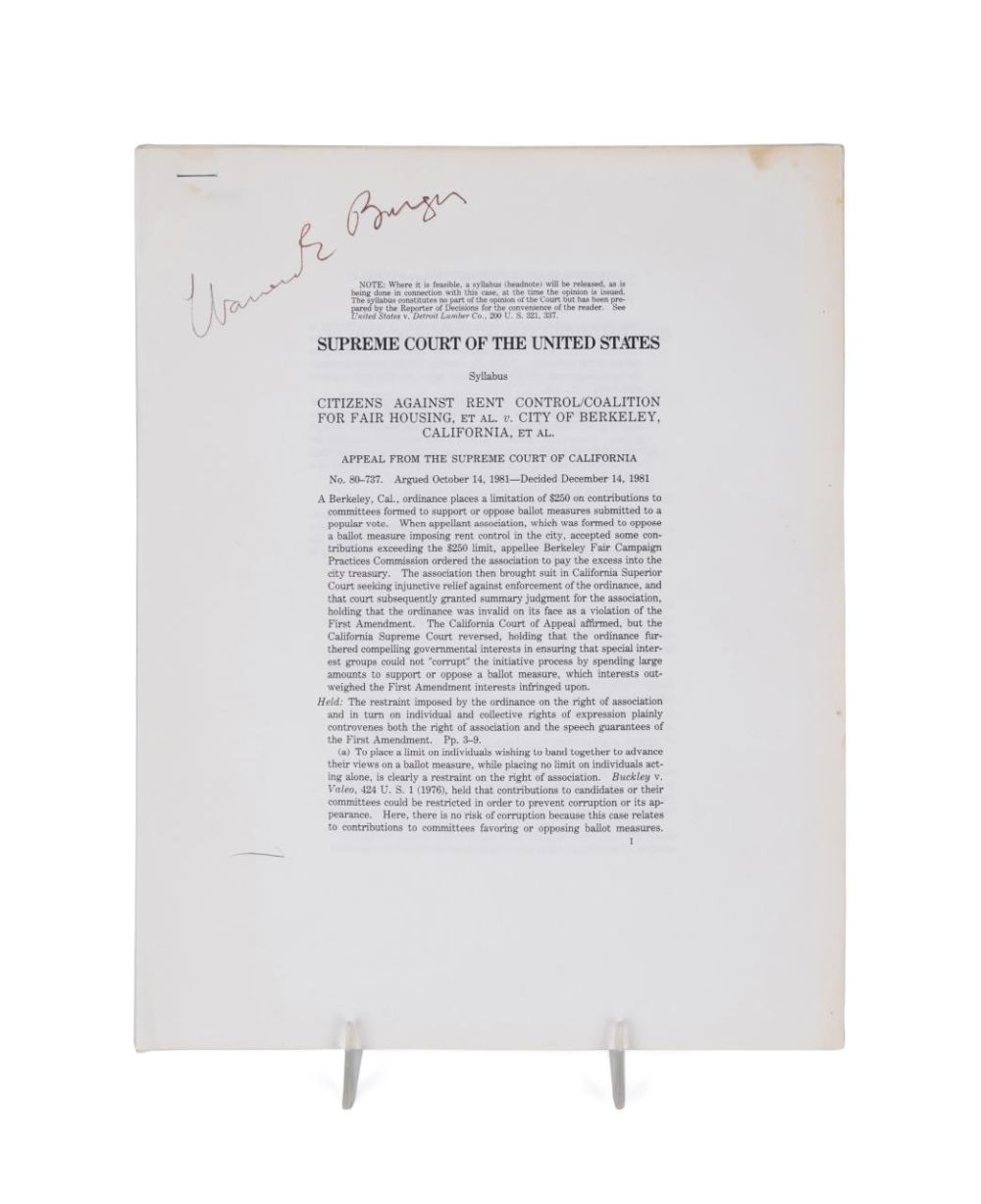 WARREN BURGER SUPREME COURT