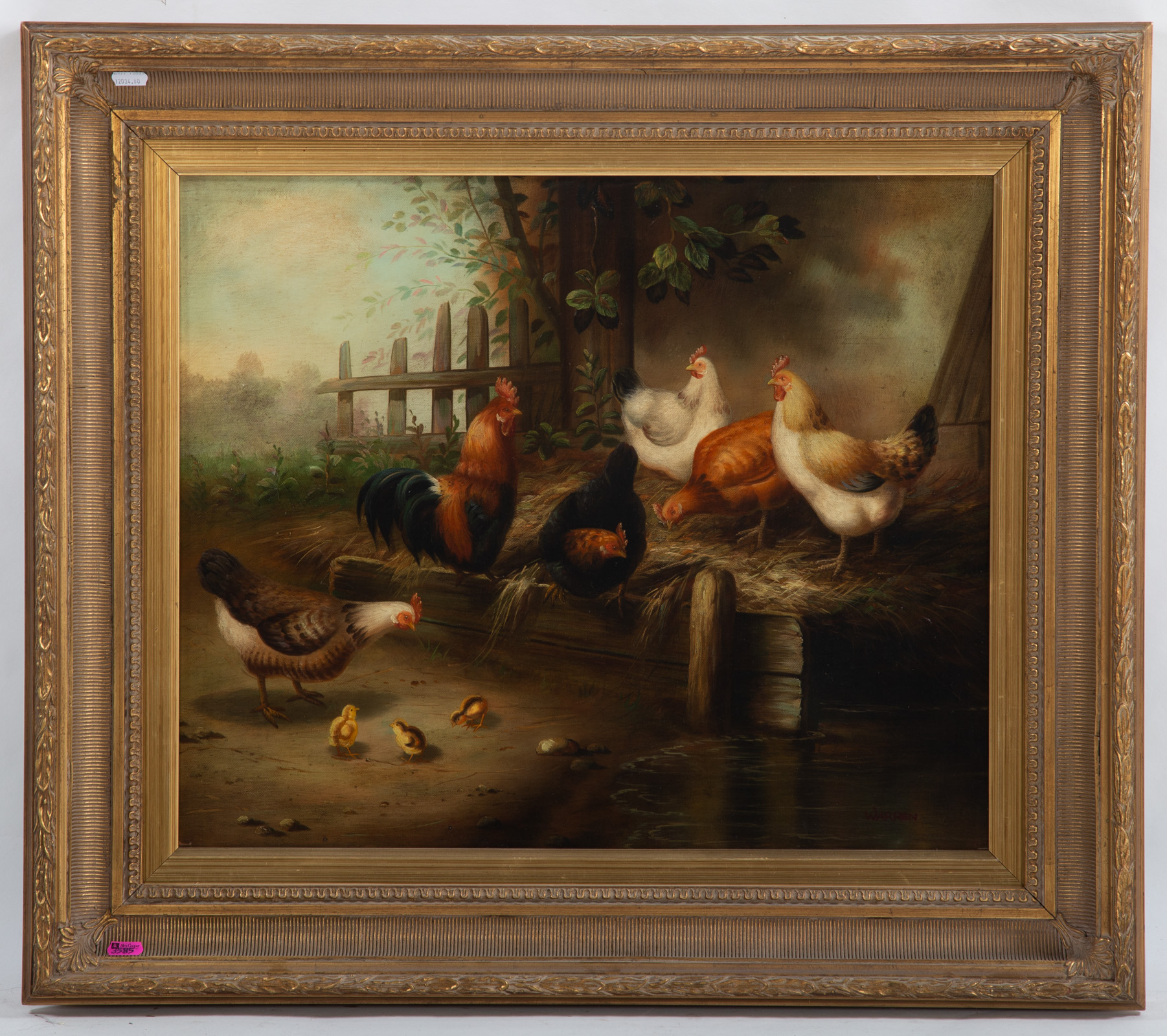 WARREN. FARMYARD SCENE, OIL Oil
