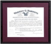 Warren G. Harding signed docum
