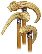 WARTHOG TUSK LION CANECa. 1890