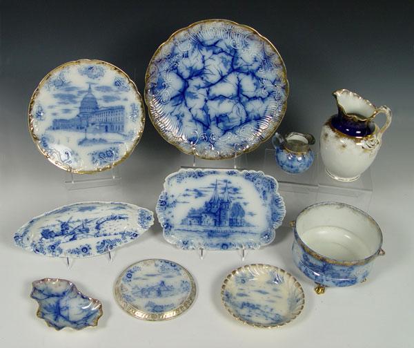 WARWICK CHINA FLOW BLUE: Approx. 10