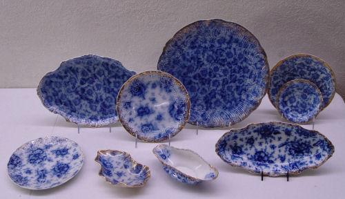 WARWICK CHINA ''PANSY'' FLOW BLUE