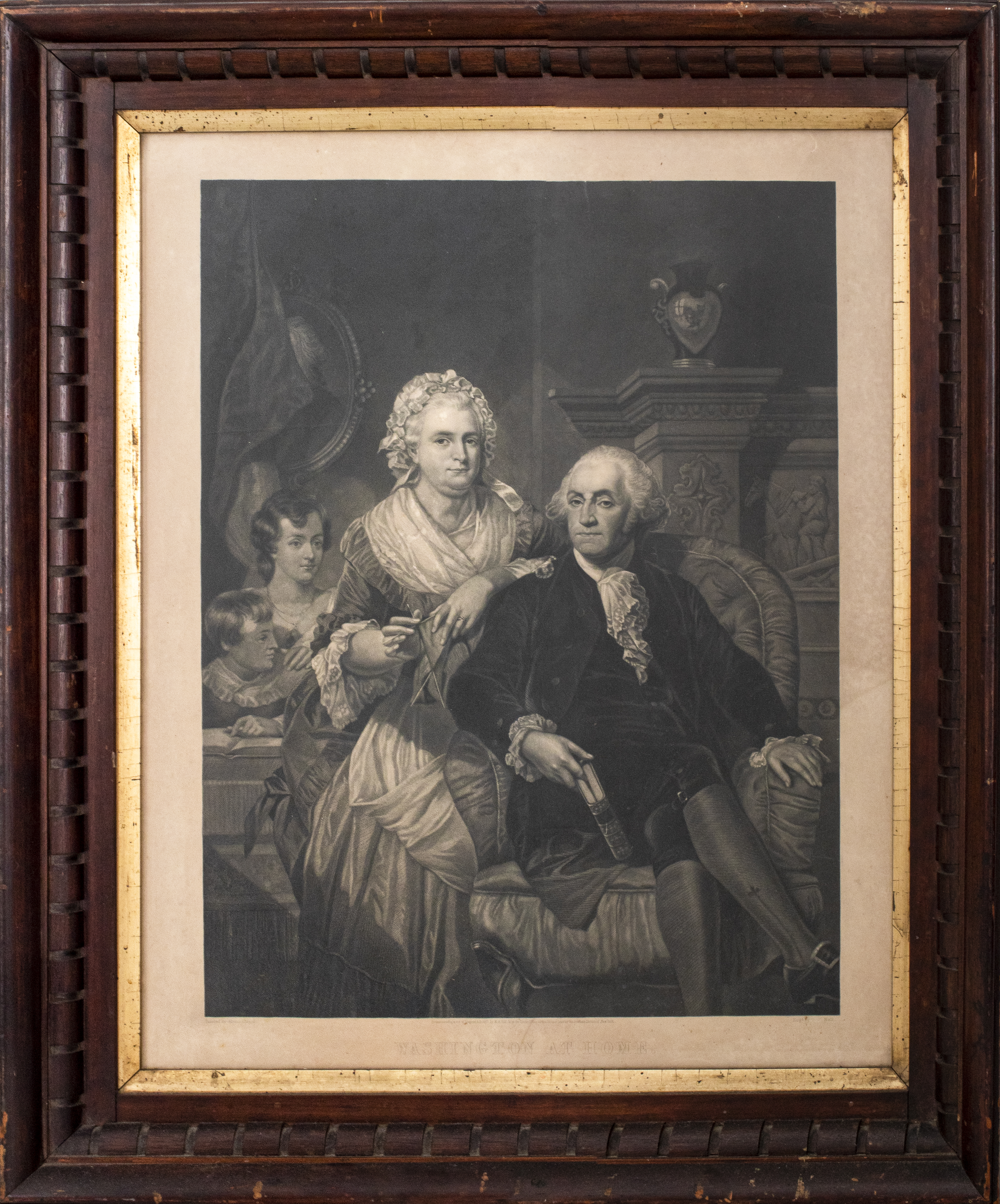 'WASHINGTON AT HOME' MEZZOTINT