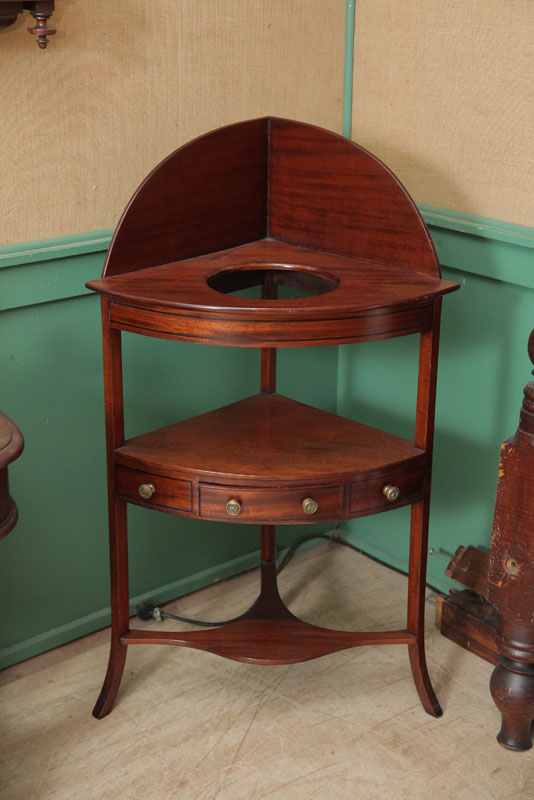 WASHSTAND. Mahogany corner stand