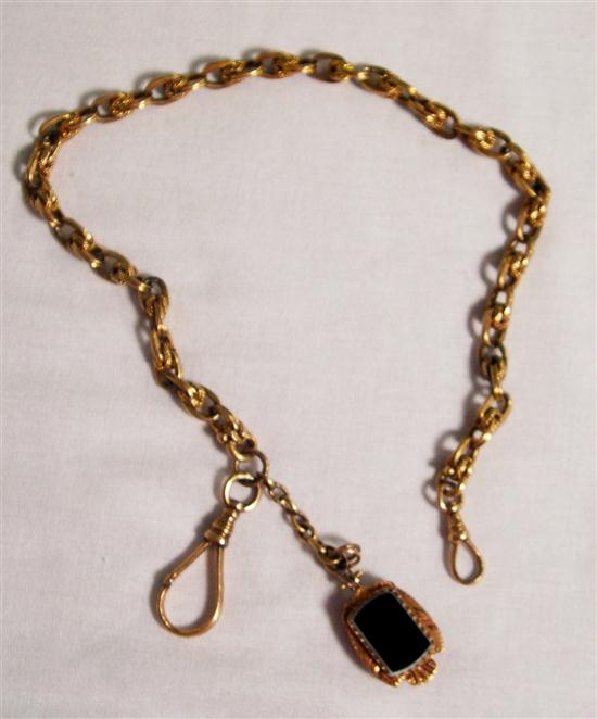 WATCH: Watch Chain and Fob  14K