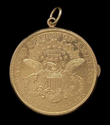 Watch/pendant coin case, 18 kt.