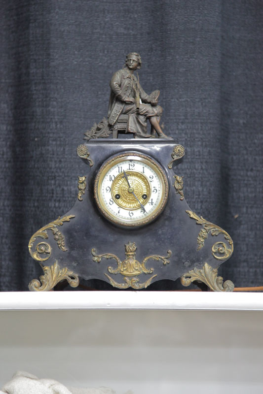 WATERBURY FIGURAL MANTEL CLOCK.
