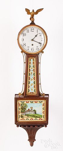 WATERBURY MAHOGANY BANJO CLOCK, CA.