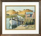 WATERCOLOR, BOAT AT DOCK (SACR